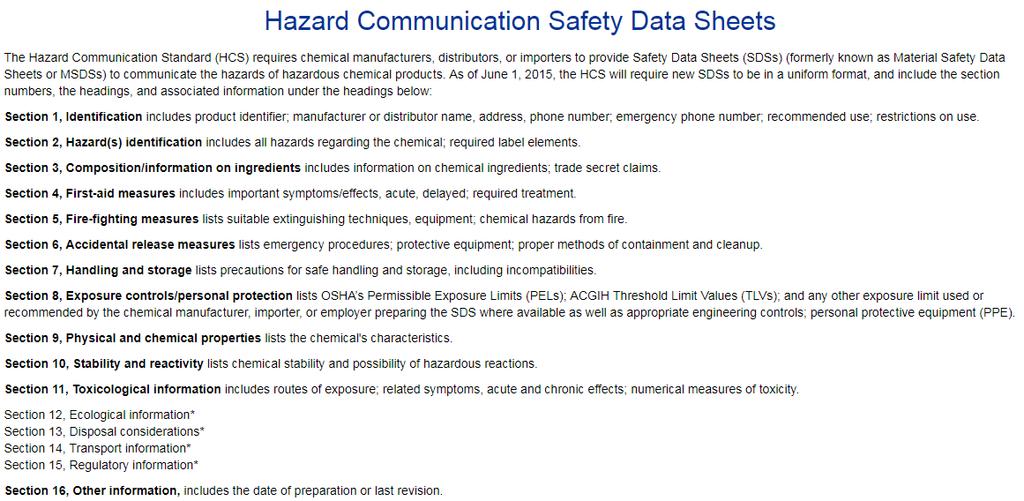 C. "Safety Data Sheets (SDS)" and "National Fire Protection Association (NFPA)" Labels All midshipmen should become familiar with two safety items in particular.