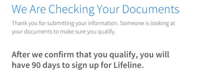 Applying for Lifeline via the NV Web Portal Step 5b: Resolve Errors Pending Review Depending on the eligibility check result, the consumer will see a message that instructs them on how they can