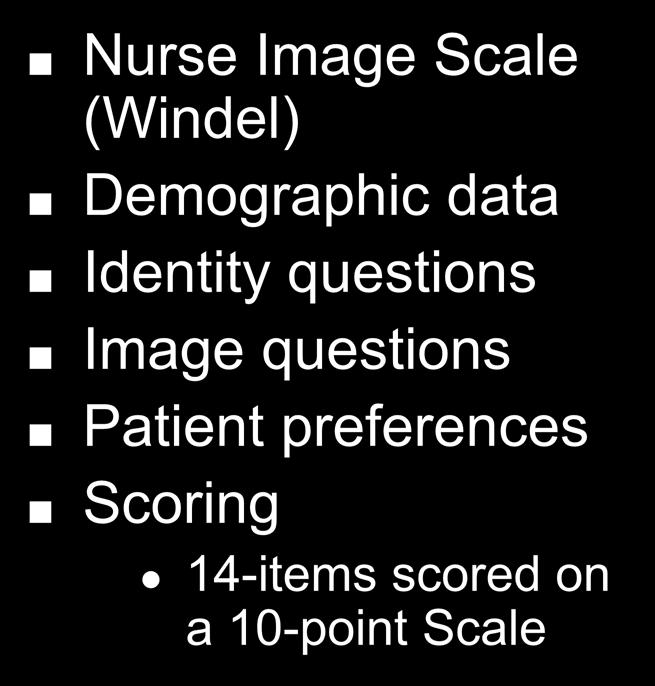 Instrumentation Nurse Image Scale (Windel) Demographic data Identity questions