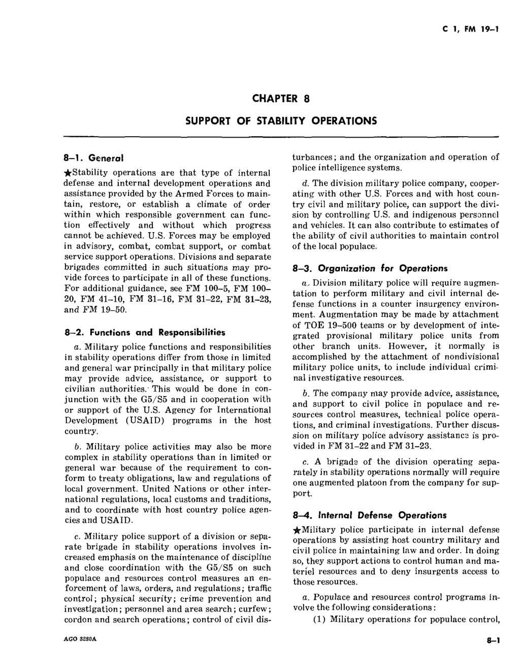 CHAPTER 8 SUPPORT OF STABILITY OPERATIONS 8-1.