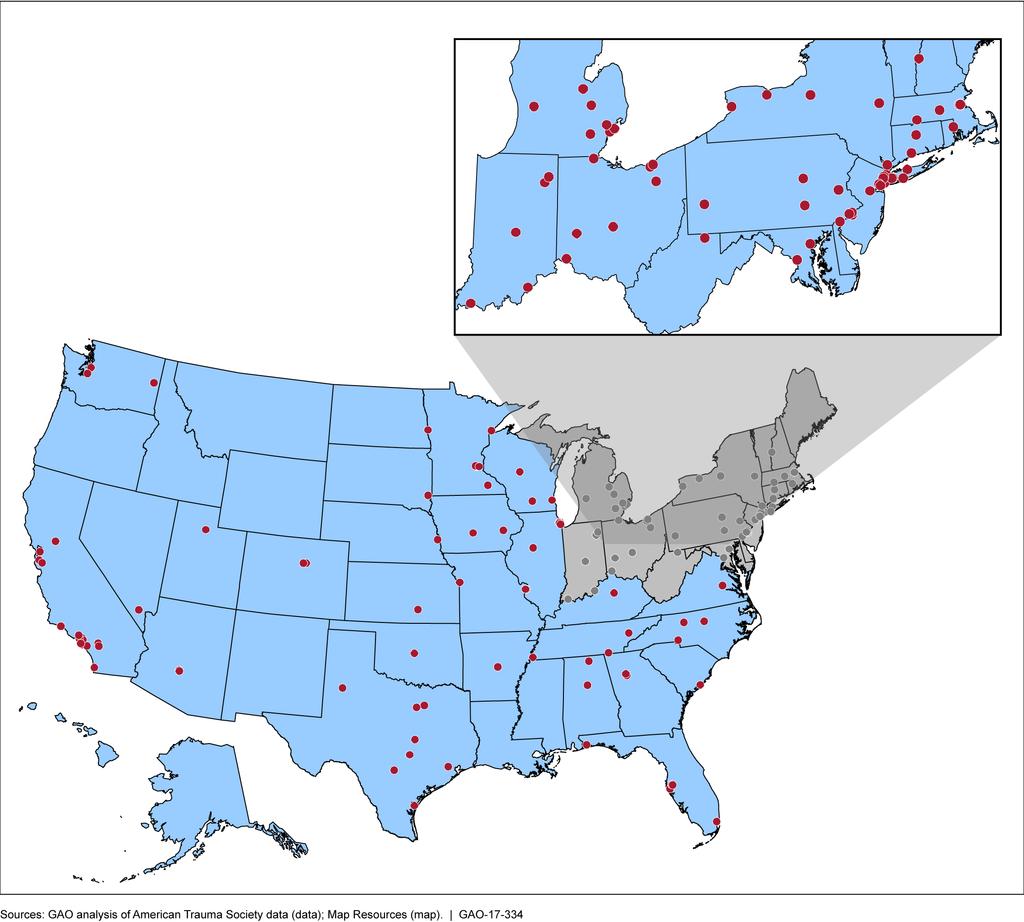 Appendix II: Pediatric Appendix II: Location of High-Level Pediatric Trauma Centers, United States, 2015 Trauma Centers, United States, 2015 Figure 4: Location of High-Level Pediatric Trauma Centers,
