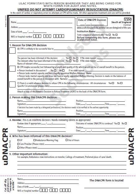Appendix A Unified DNACPR Form (This form is