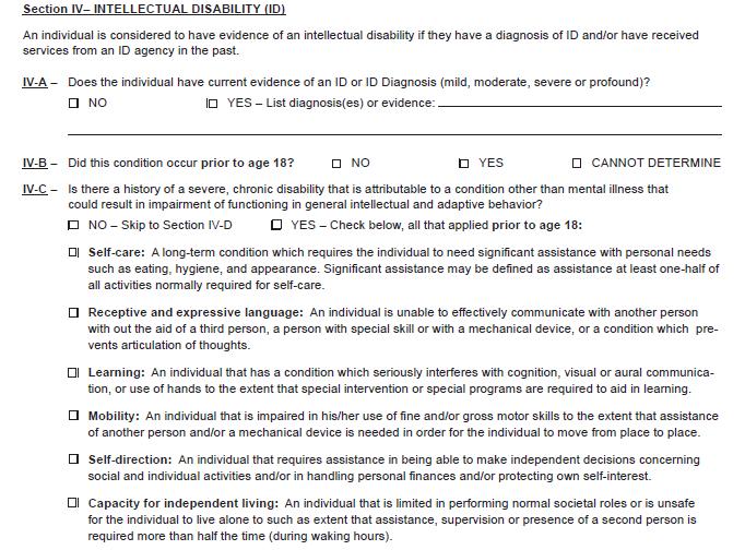PASRR-ID: Intellectual Disability Section IV April