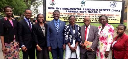 Osibanjo (3rd right) and members of the PCU U-POPs project Mr.