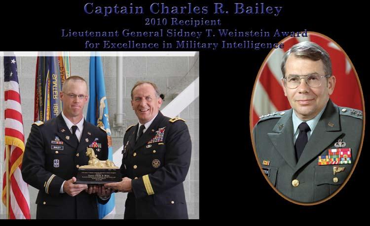 In honor of LTG Weinstein, the Military Intelligence (MI) Corps created the LTG Sidney T. Weinstein Award for Excellence in Military Intelligence in 2008.