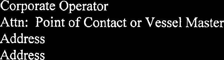 Contact or Vessel Master Address Address Subj: EQUIVALENC
