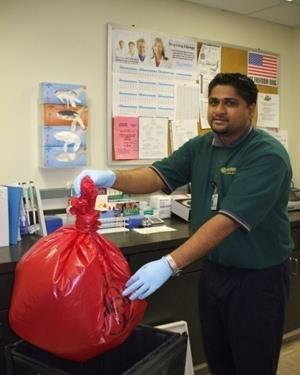 Hazardous Materials and Waste Handling Biohazardous Waste Wear appropriate PPE (gloves, gown, goggles) Never hold waste bag