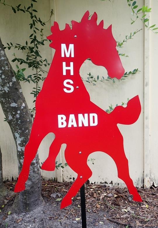 MHS MUSTANG BAND SPIRIT ITEMS The Mustang Band Booster Club will be taking orders for the following spirit items at the Meet the Band Picnic on August 17th: Yard Horses Mustang Window Decals Mustang