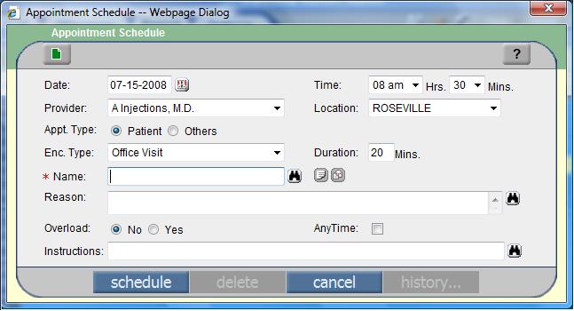 Scheduling An Appointment 2. Double-click the desired time slot on the calendar. 3.