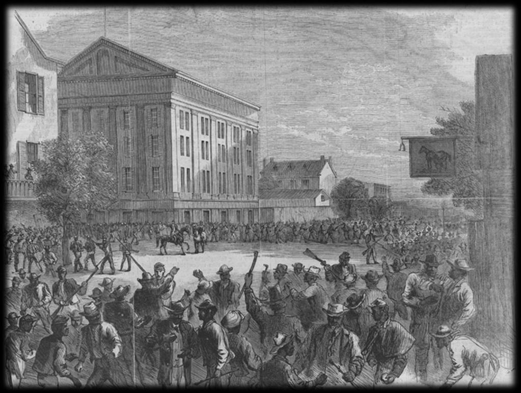 A number of southern cities experienced riots in the first 2 years following the end of the Civil War.