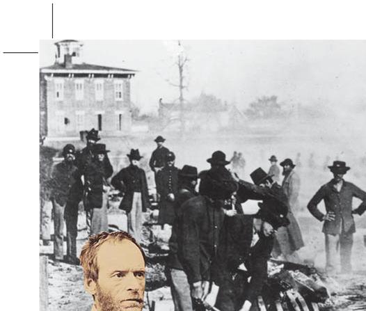 SHERMAN S MARCH After Sherman s army occupied the transportation center of Atlanta on September 2, 1864, a Confederate army tried to circle around him and cut his railroad supply lines.