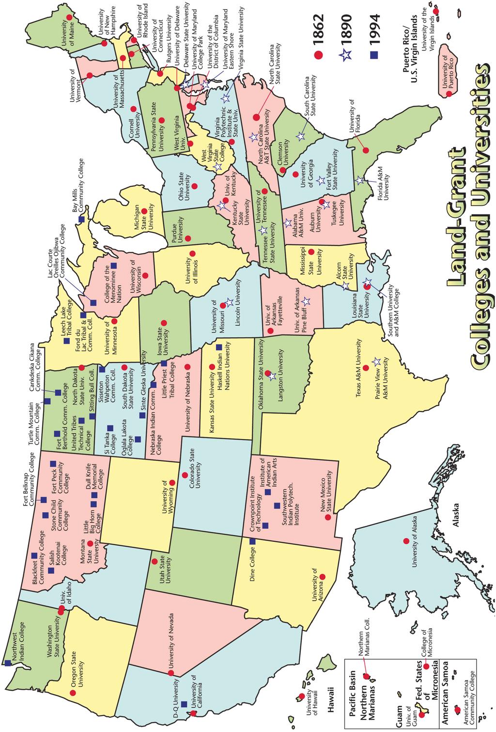 Fig. 1. Location of the 106 USA land grant institutions (S.