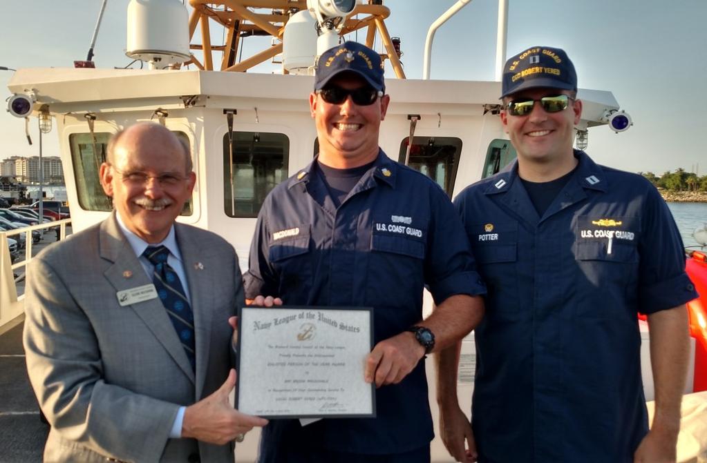 USCGC ROBERT YERED On June 13, Council President Glenn Wiltshire recognized the achievements of several outstanding crew members of our adopted ship, the