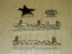 Chromed brass logos for boat s side and gilt logos for dashboard, fixing studs fitted. Item: 8500 Large size Riva new shape for boat s side. (400 mms.