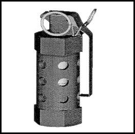 Figure 10. M84 diversionary/flash-bang stun hand grenade. 4. Attain the best body target alignment possible. Other unit members must provide security for the thrower.