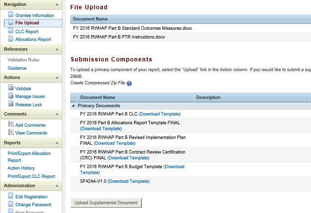 Uploading Part B PTR Forms For Part B recipients, all required PTR forms must be uploaded to the PTR Web Application. Some of these forms require a template that must be uploaded.