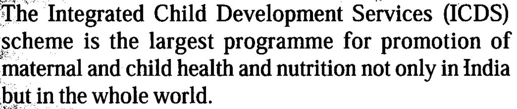 to a pregnant mother. is the largest programme for promotion of maternal and child health and nutrition not only in India,~llt.inthe As per the findings of our study, 78.58 % of AWWs whole world.