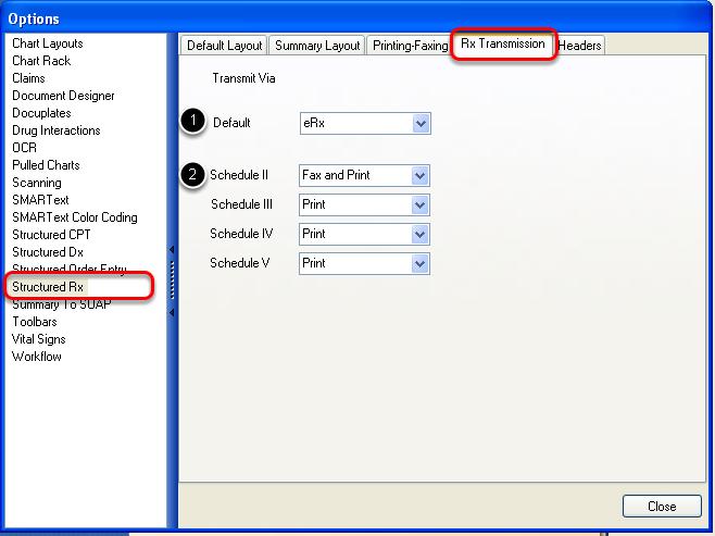 Rx Transmission Settings in Tools - Options 1.