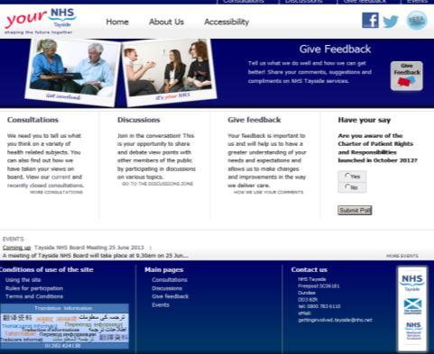 1.5 Local online feedback mechanisms Your NHS Tayside website (www.yournhst