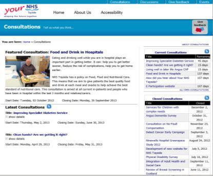 uk) Your NHS Tayside is a website used to engage and involve patients, carers, families and the general public in