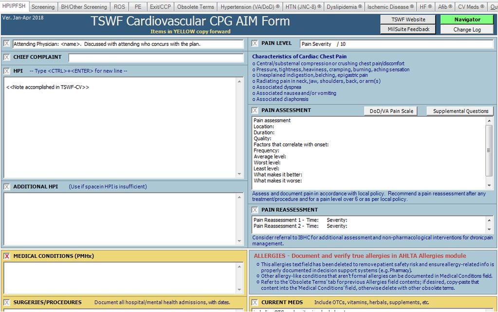 General Information on Form Use ---------------------------- (Sequence of Clinical Workflow) -------------------------- Form Structure: - Mirrors clinical workflow (from left to right: intake,