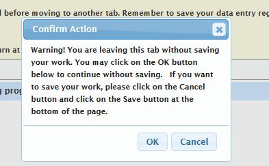 Users must click on the Save button at the bottom of each section to save their answers before proceeding to another section.