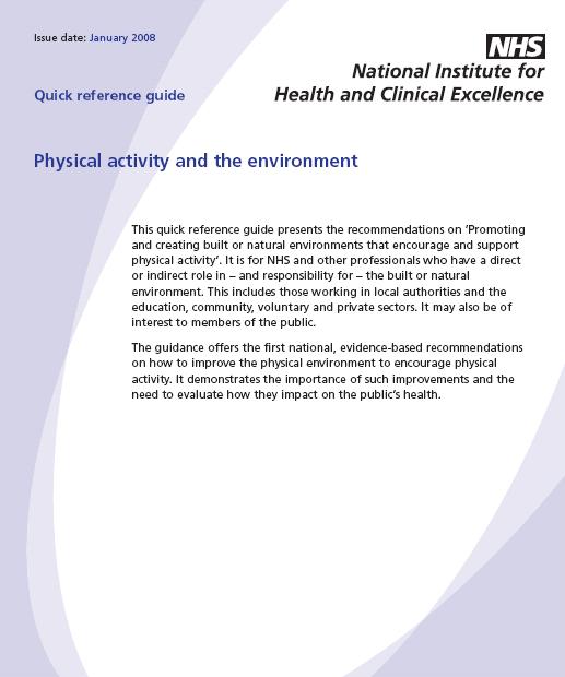 National Institute for Health and Clinical Excellence (NICE) - 2005 Public Health Guidance: Recommendations for populations and individuals on activities, policies and strategies that can help
