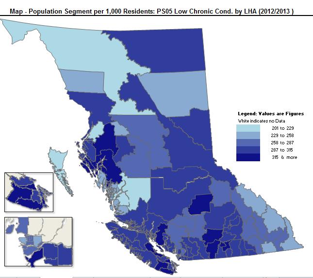 Services from Physicians on alternate payment plans Services provided on reserve Physician services in Alberta % of Population who are Non-Users, 12/13 % of Population in Low Chronic