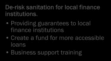 Priority areas for action: donors De-risk sanitation for local