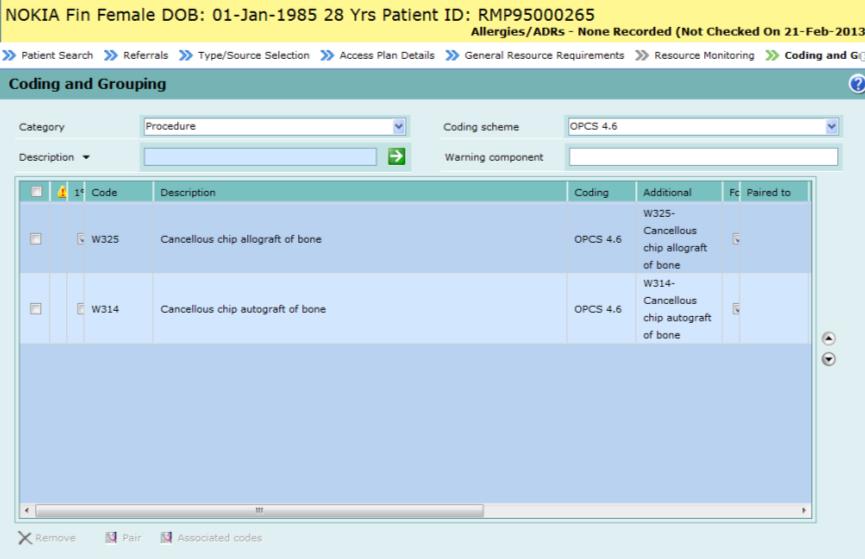 Appendix 1: Deleting a Procedure Added in Error 1. In the Coding and Grouping screen, use the scroll bar to identify the procedure that has been added in error. 2.