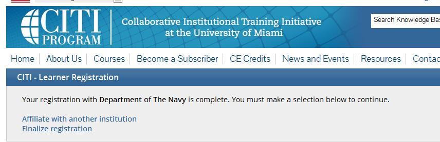 Step 2: Register for a Course 1. Go to your email and open up the message from citiprogram-noreply@med.miami.edu and log into CITI.
