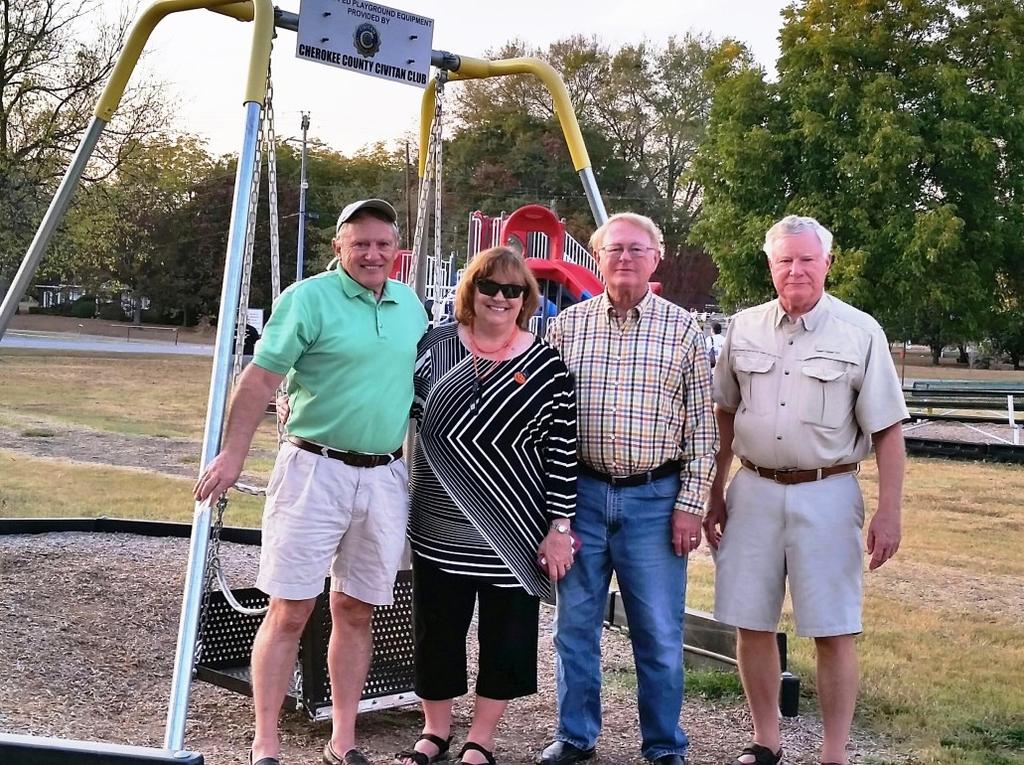 Cherokee Civitan Club Swings Cherokee County Civitan Club Provide Funds for Handicapped Swings in City Parks Written by John Hyatt, President The Cherokee County Civitan Club, working in conjunction