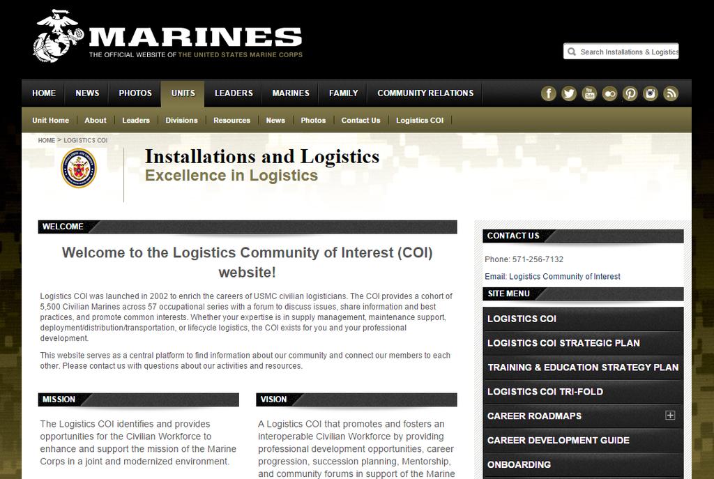 LOGISTICS STRATEGIC COMMUNICATIONS PUBLIC WEBSITE The Logistics C OI maintains a public website with topics of interest to COI members outside the firewall.