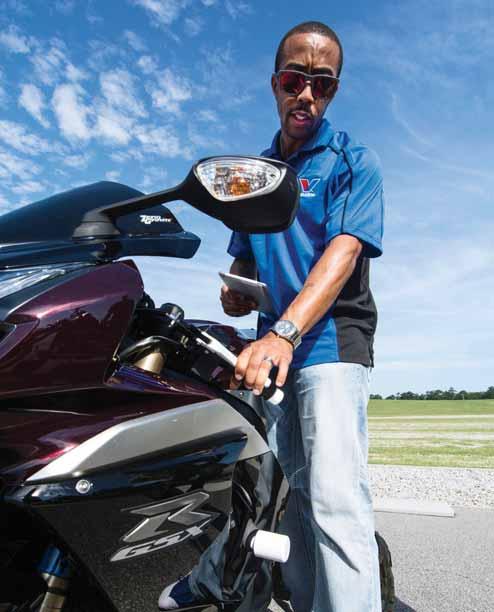 Safety CMYK FIRST Professional racer mentors Fort Jackson motorcycle riders CMYK By ROBERT TIMMONS Fort Jackson Leader 27 WEB-100 Professional motorcycle drag racer Domonic Anderson imparted Fort