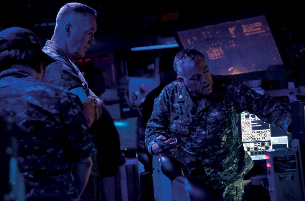 Chairman discusses capabilities of USS Barry during tour of ship and Aegis Baseline 9.