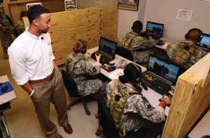 The center uses computer programs and video game console controllers to help Soldiers understand how an Army rifle range works before they reach the firing line the first time.