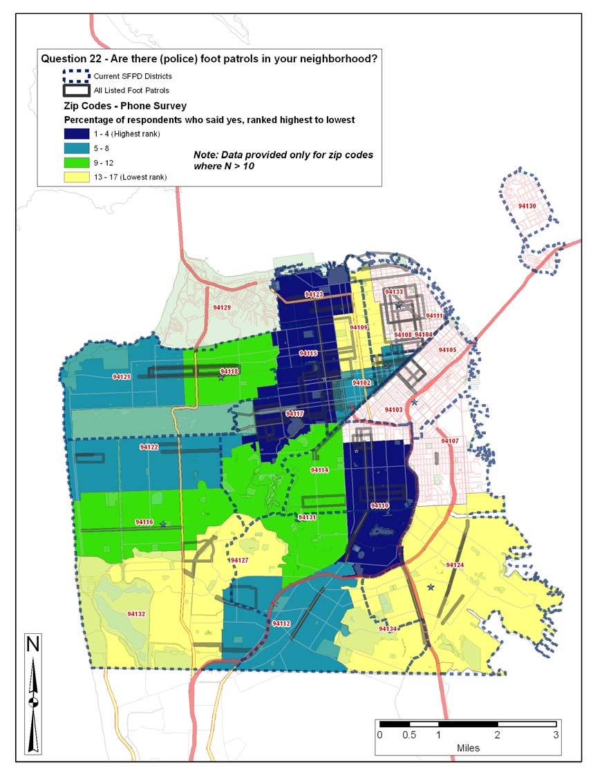 Map 2: Resident Awareness of Foot Patrols by Geographic Area Telephone Survey Respondents 41 Source: PSSG based on