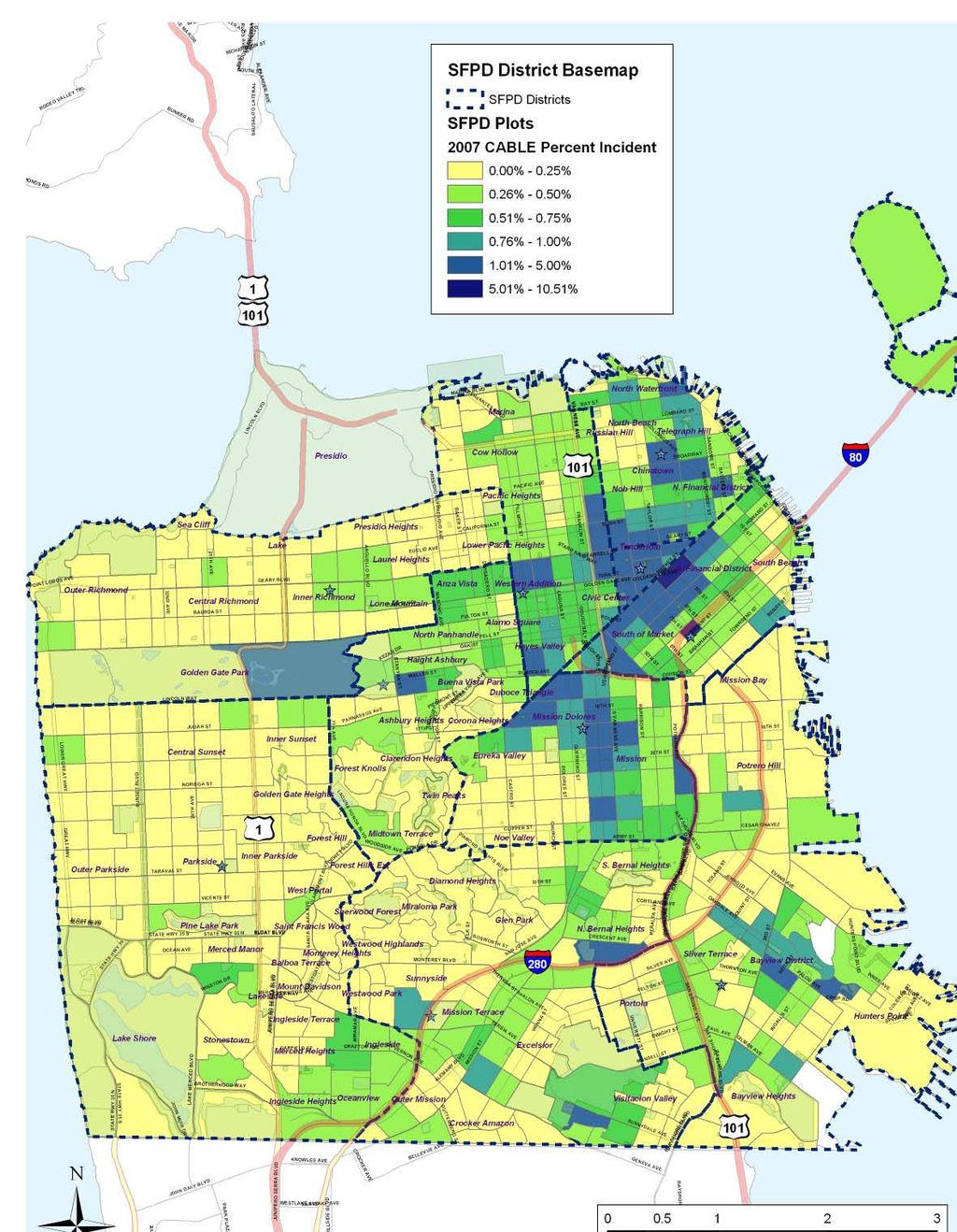 Map 7: Percentage of Crime Incident Reports by Plot 2007 50 Source: Prepared by PSSG based on SFPD