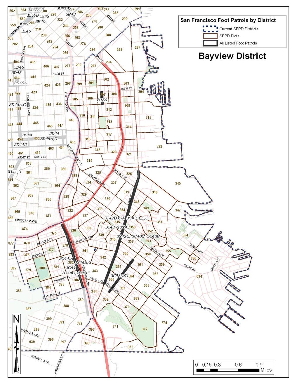 Map 12: Bayview District Beats 58 Source: PSSG based on SFPD shape files and