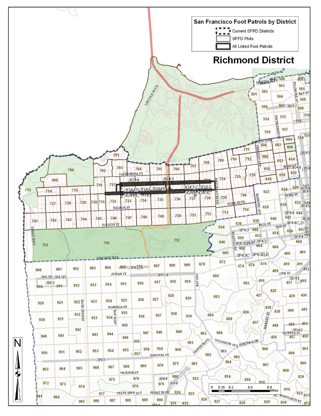 Map 16: Richmond District Beats 62 Source: PSSG based on SFPD shape files and