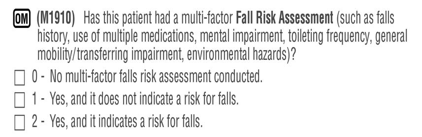 M1910 Fall Risk Assessment M1910 Fall Risk Assessment Process Measure v Timepoints SOC ROC v Process Measure v Patients under the age of 65 will