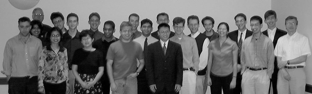 2003 Sigma Pi Sigma Inductees with Undergraduate Major Coordinator Prof. David E. Pritchard (back row, far left) and Associate Department Head for Education Prof. Tom Greytak (front row, far right).