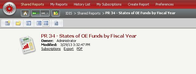 10.33 PR 34 States of OE Funds by Fiscal Year Folder Content Report PR 34 States of OE Funds by