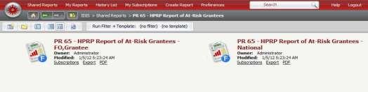 10.59 PR 65 HPRP Report of At-Risk Grantees Folder Content Reports PR 65 HPRP Report of At-Risk Grantees - National Document Report (Refer to Section 5 for type of