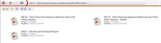 10.76 PR 92 ESG Financial Summary National and Field Office Reports Folder Content IDIS Online Reports User Guide Reports PR 92 - ESG Financial Summary National and
