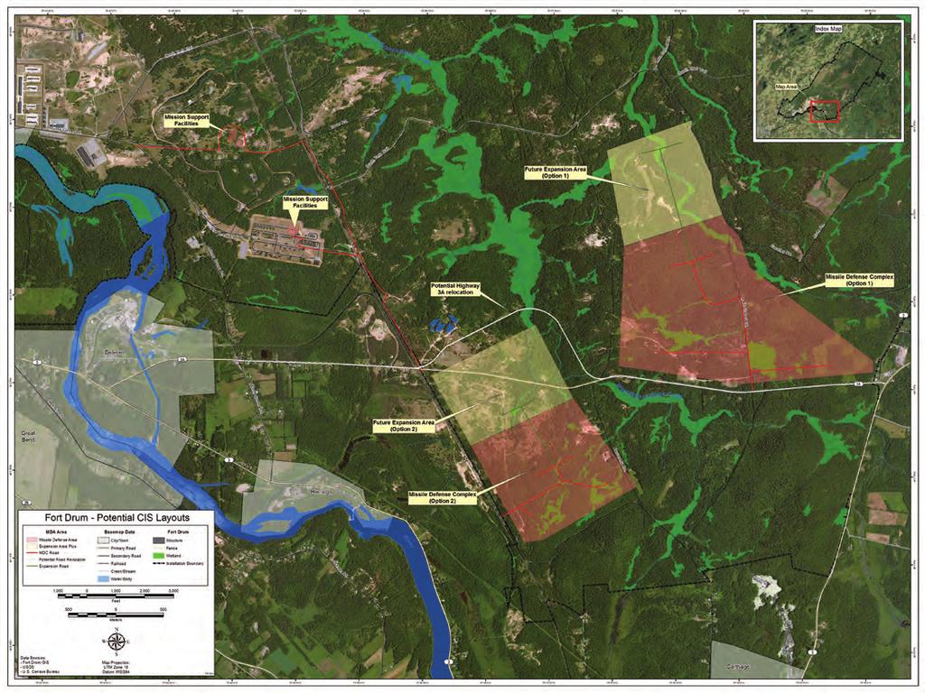 Fort Drum Environmental Areas Map Environmental Data for Proposed Site Location Existing Installation Data Bat Survey Wetlands and Groundwater Flora and Fauna, including Threatened,