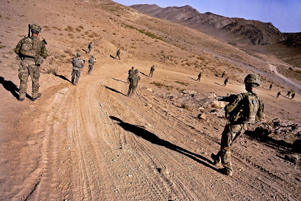 October 17, 2011 - Photo by Senior Airman Grovert Fuentes-Contreras Soldiers of Provincial Reconstruction Team Zabul, Agribusiness Development Team, and 489th Civil Affairs Battalion patrol to a