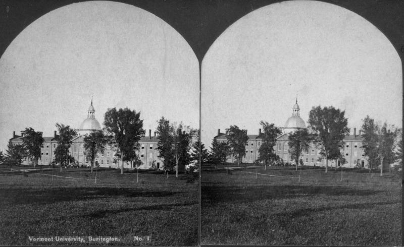 The College Edifice A stereoview of the original College Edifice, later called Old Mill.