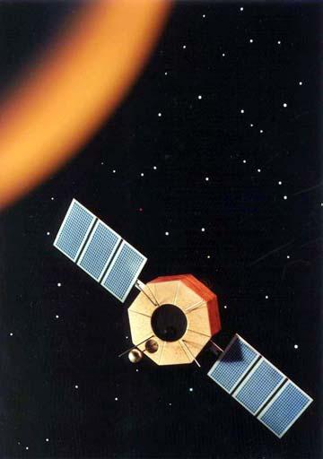 Right: This artist s concept depicts the second Navigation Technology Satellite (NTS-2) in orbit. NTS-2 was used as part of the GPS Block 1 test constellation.