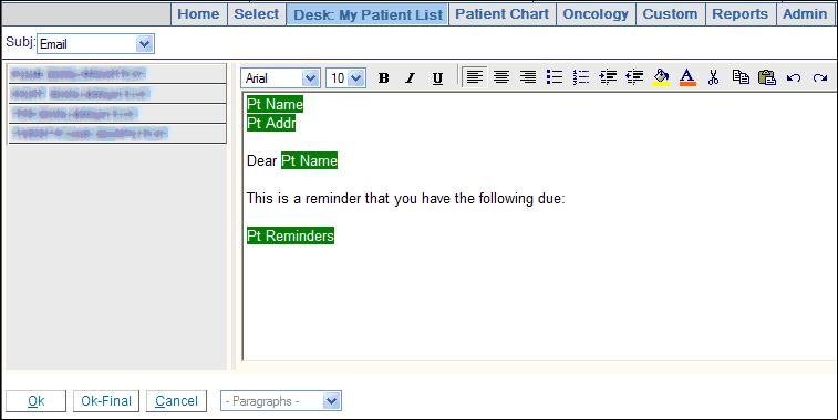 The <Ok> button will save the note as Preliminary and does not send the reminder, therefore, will not satisfy Meaningful Use criteria. 5.